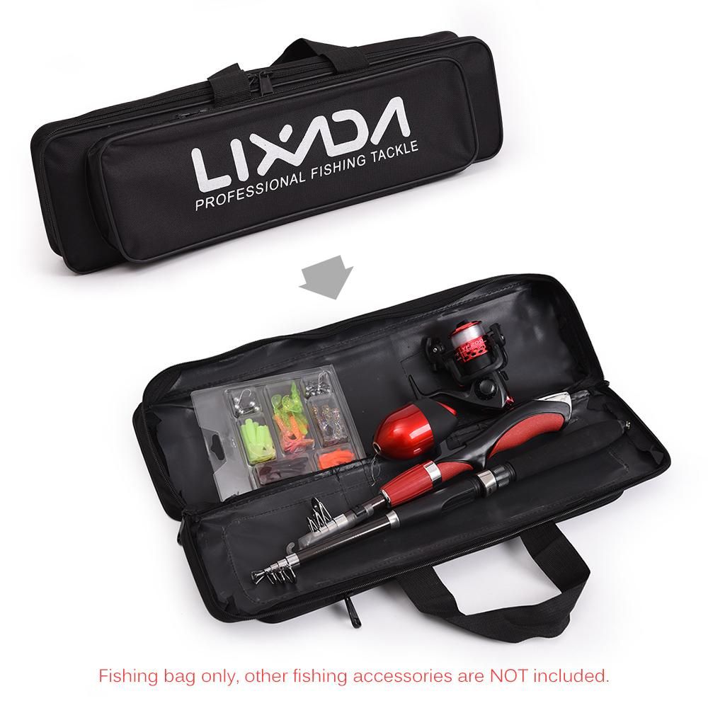Lixada Portable Fishing Bag Case Fishing Rod and Reel Travel Carry Case Bag Carrier Fishing Pole Gear Tackle Storage Bag Hunting Bag Case Organizer