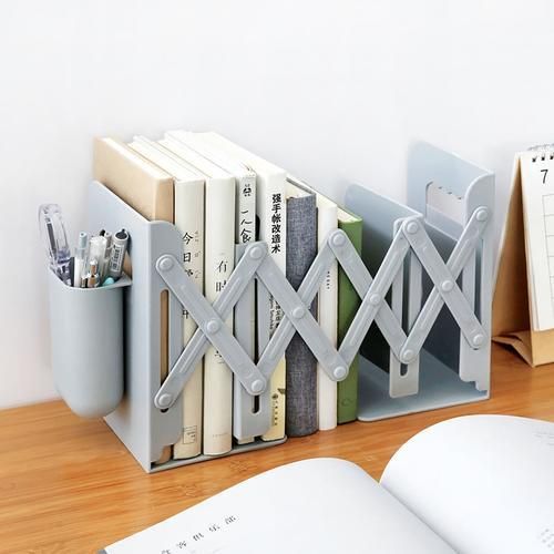 Adjustable Book Holder Bookends With Pen Holder Students Desk Magazine File Holder Organizer Office Book Stand Rack
