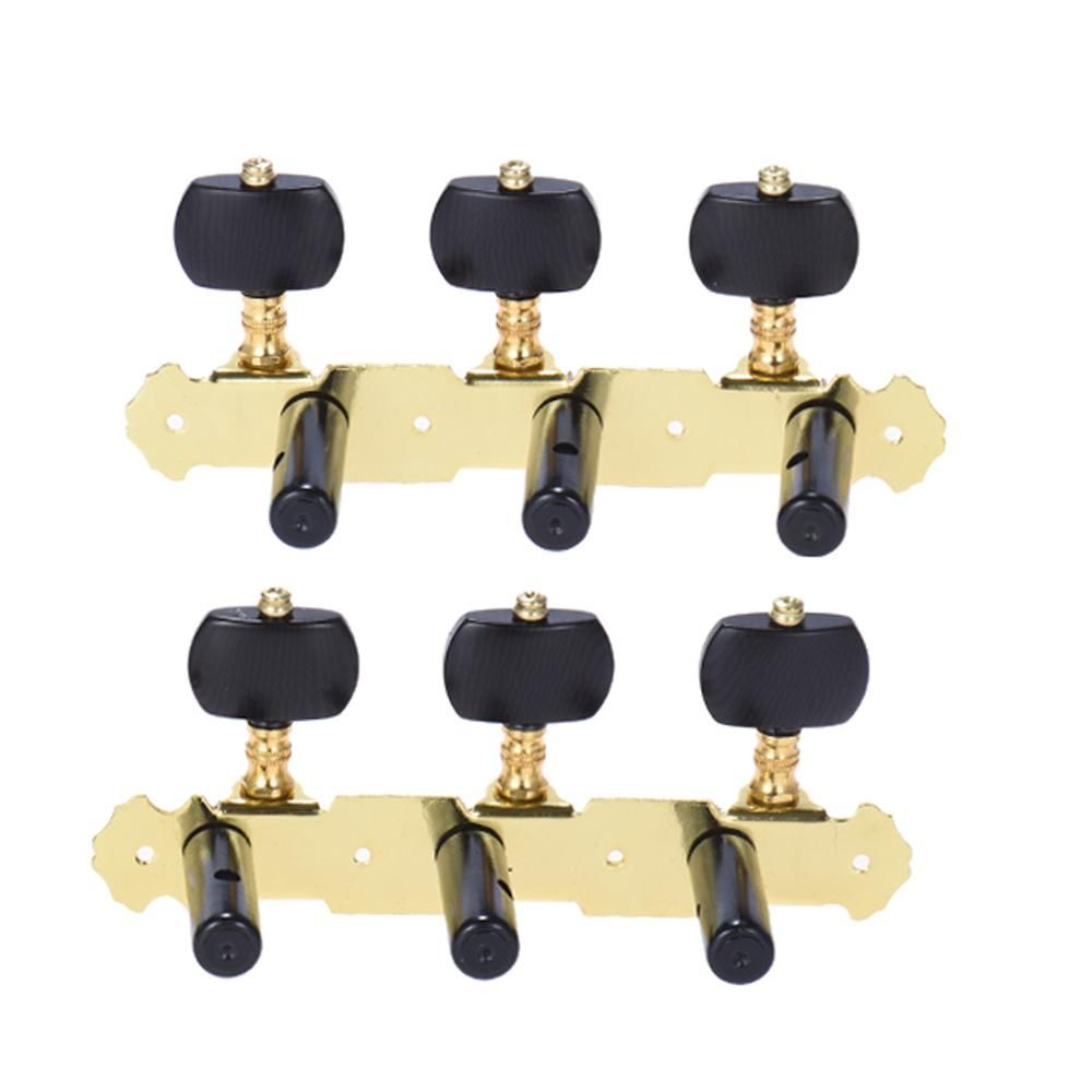 Alice 2 Pcs (L&R) Classical Guitar Tuning Peg Gold and Black Plated Acoustic Guitar Machine Heads 1 : 14 Tuning Keys Knobs String Tuners (AOS-020HV3P)