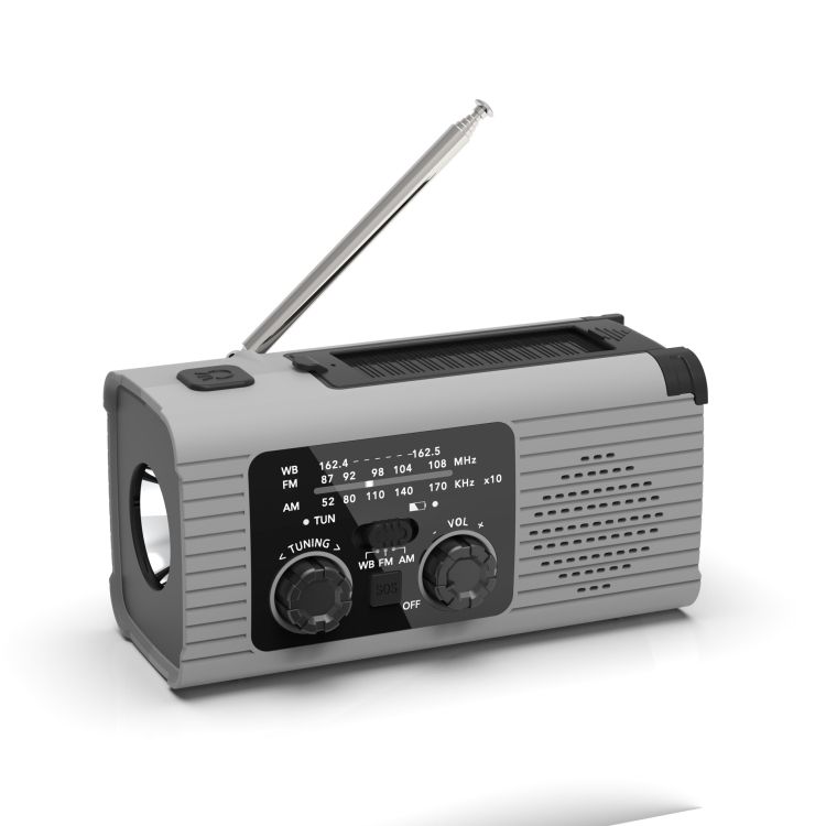 Solar Charging NOAA Emergency Weather Radio  318 Grey