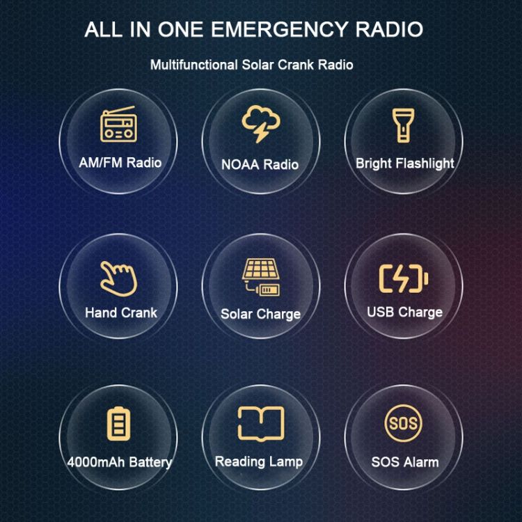 Solar Charging NOAA Emergency Weather Radio  318 Grey