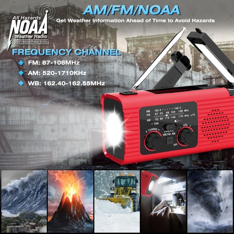 Solar Charging NOAA Emergency Weather Radio  318 Grey