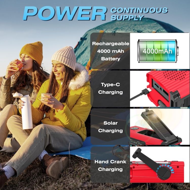 Solar Charging NOAA Emergency Weather Radio  318 Grey