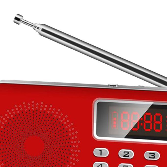 Mini Digital AM FM Radio AUX Music MP3 Player USB TF Card LED Red