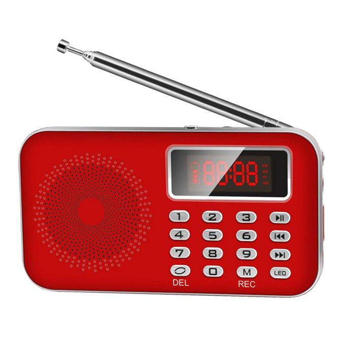 Mini Digital AM FM Radio AUX Music MP3 Player USB TF Card LED Red