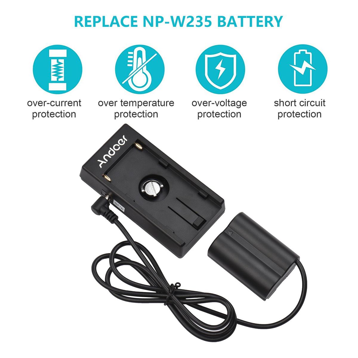 Andoer NP-F Battery Adapter Plate to CP-W235 Dummy Battery Replacement for Fujifilm X-T4 Camera