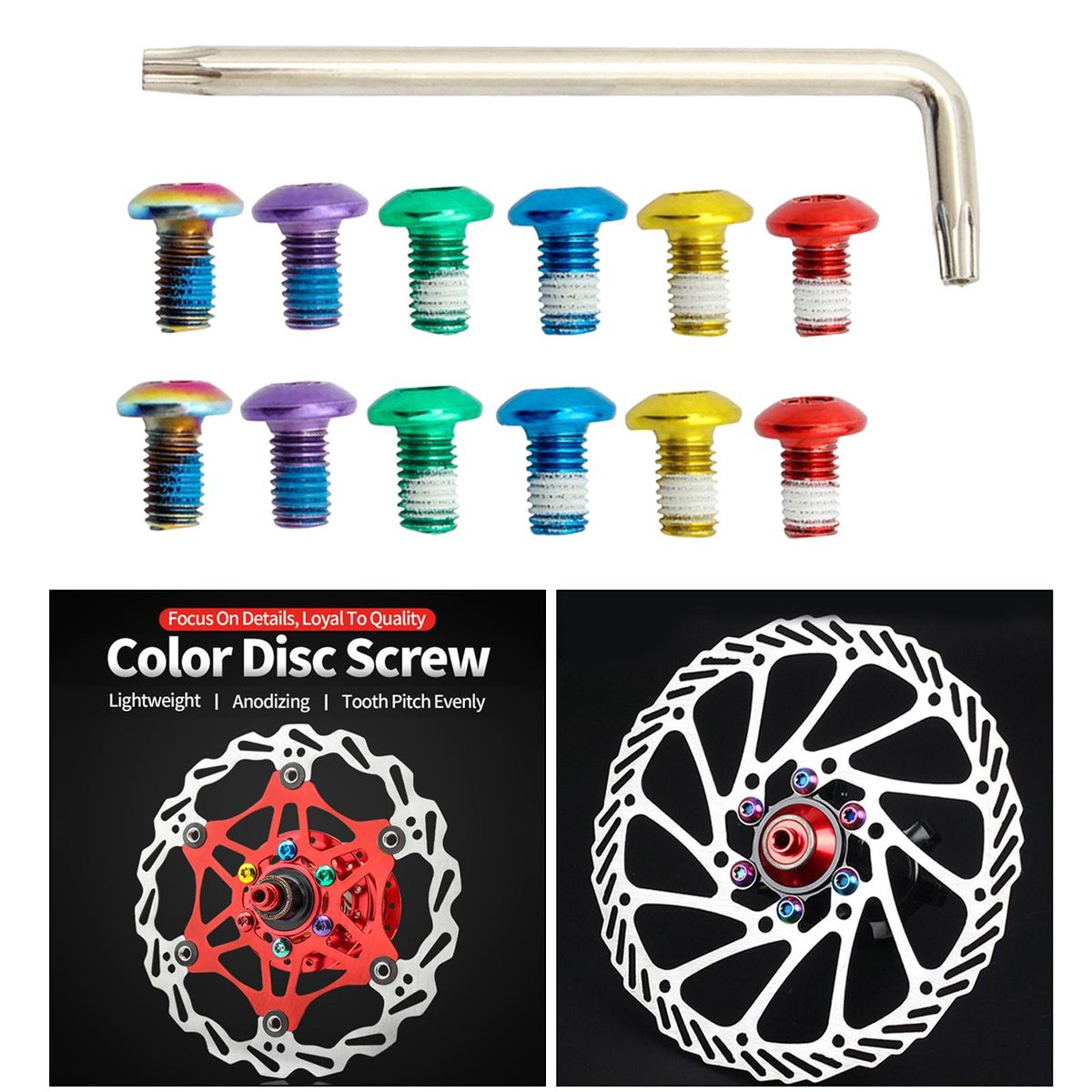 12Pcs Steel Bike Disc Brake Rotor Bolt High Strength Mixed Color