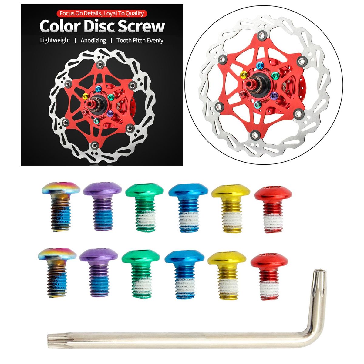 12Pcs Steel Bike Disc Brake Rotor Bolt High Strength Mixed Color