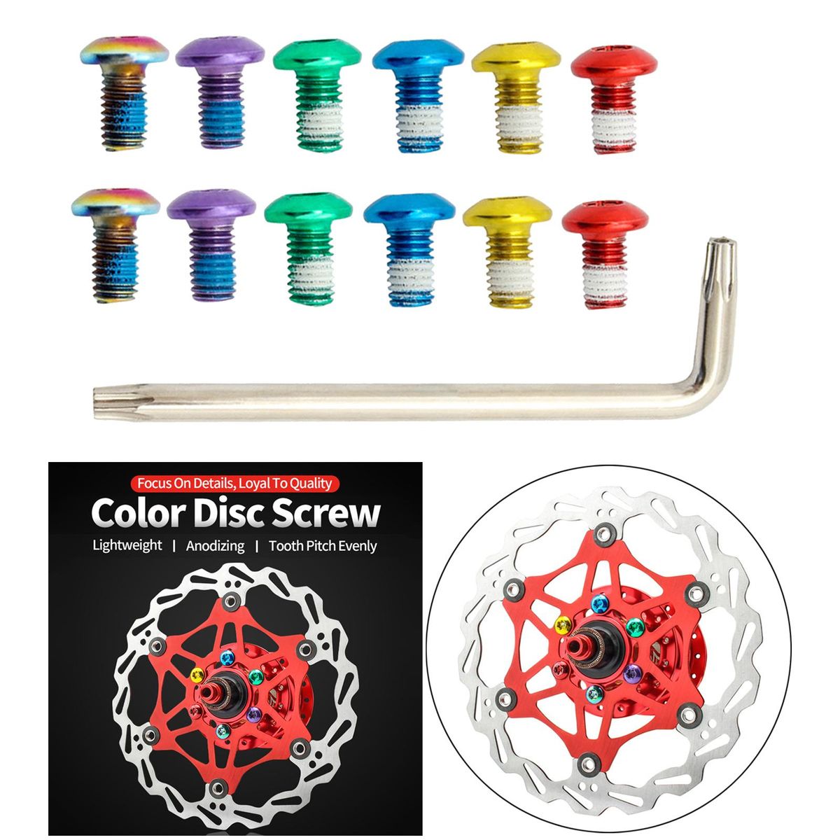 12Pcs Steel Bike Disc Brake Rotor Bolt High Strength Mixed Color