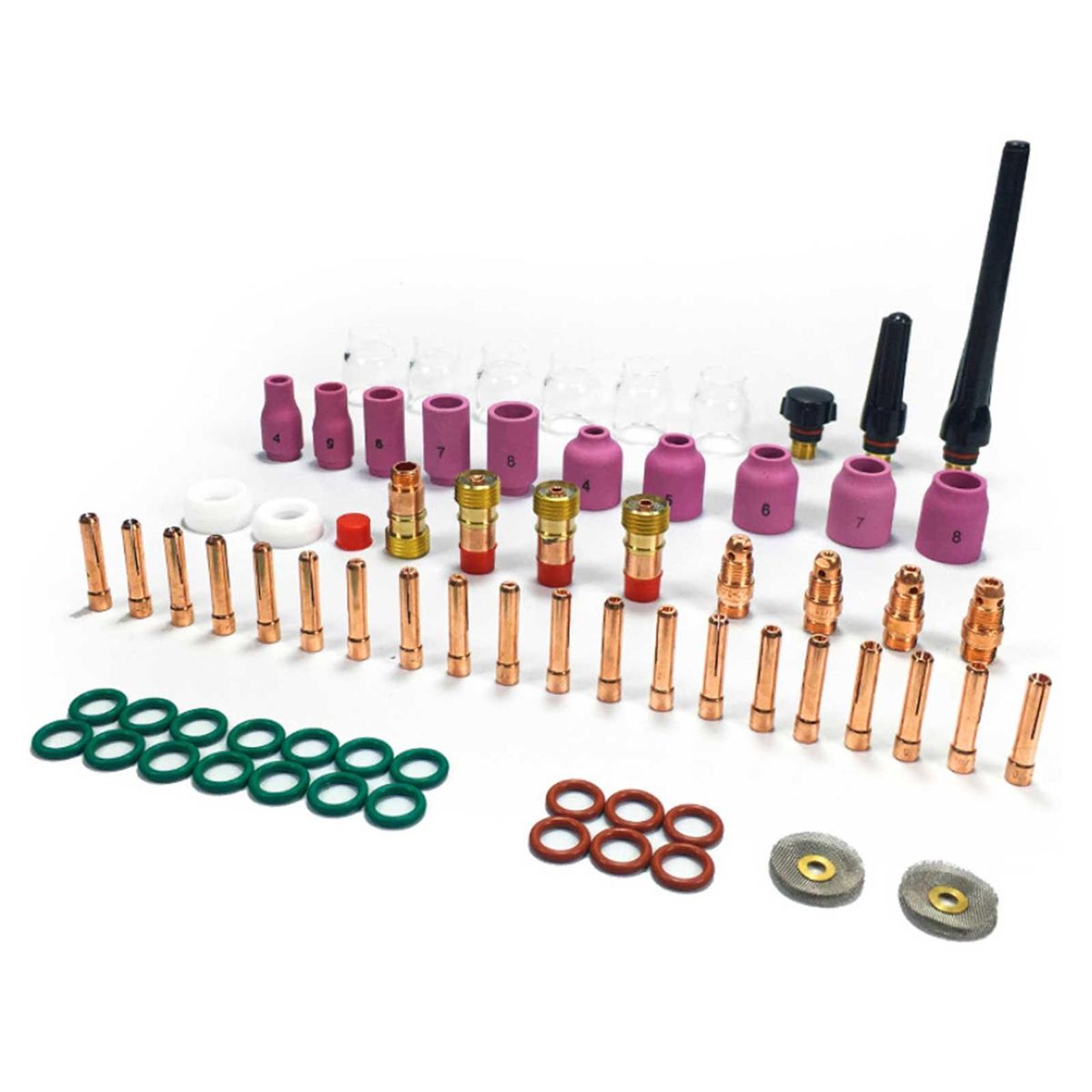 71Pcs Stubby Gas Lens Glass Cups O-rings Collets Gas Nozzles Kit for WP-17/18/26 TIG Welding Torch