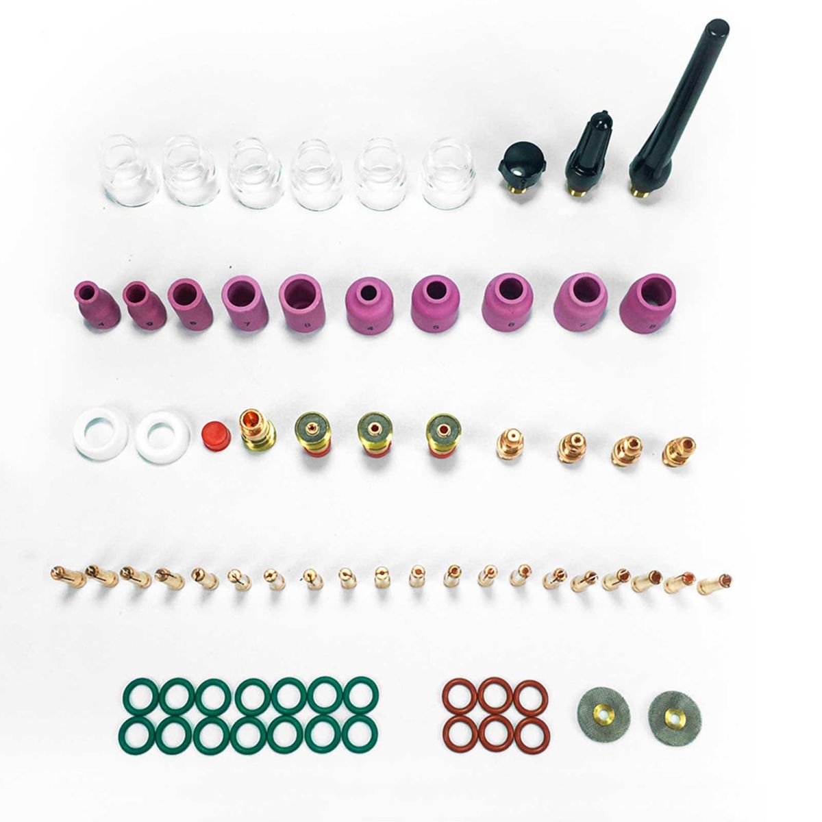 71Pcs Stubby Gas Lens Glass Cups O-rings Collets Gas Nozzles Kit for WP-17/18/26 TIG Welding Torch
