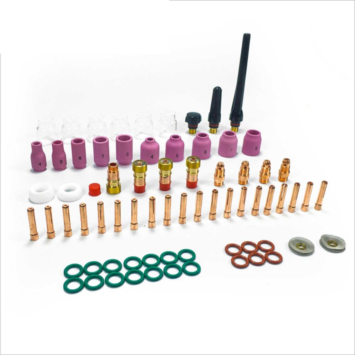71Pcs Stubby Gas Lens Glass Cups O-rings Collets Gas Nozzles Kit for WP-17/18/26 TIG Welding Torch