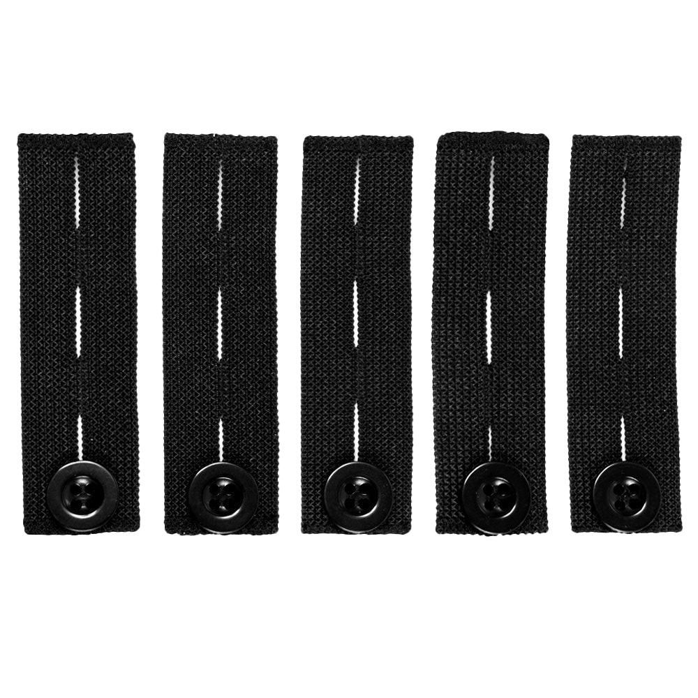 5x Waist Band Extenders Trousers Skirts Expander No Sew Hooks 3 Black