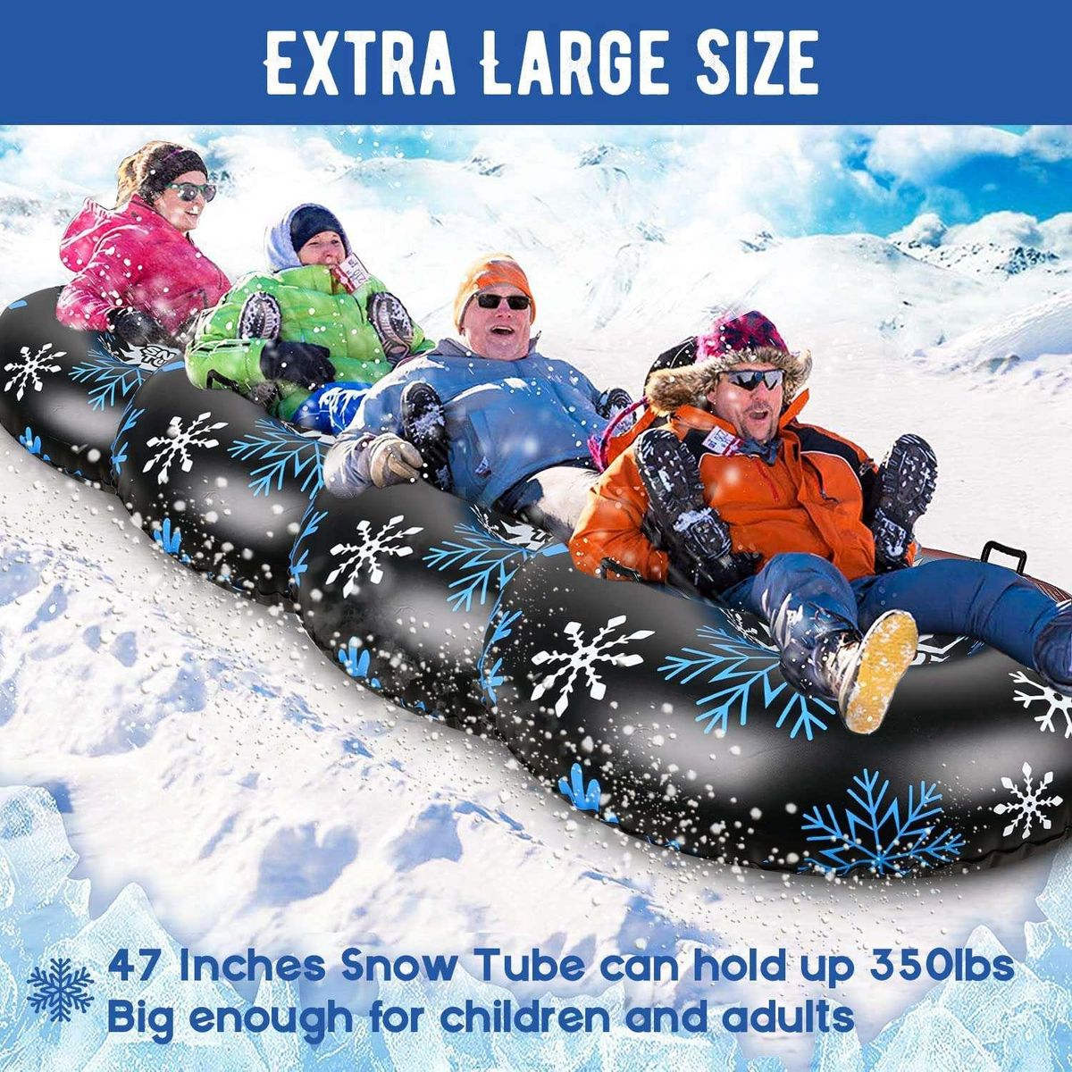 Snow Tube 47 Inch Snow Toys for Kids Winter Inflatable Snow