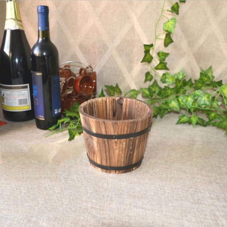 Carbonized Wood Flower Pot