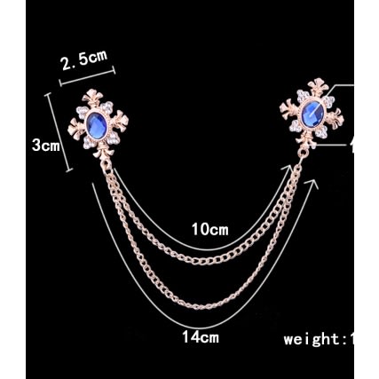 Fringed Rhinestone Cross Collar Men's Chain Brooch