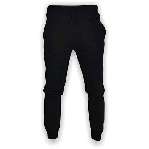 Fashion House Men's Cotton Plain Joggers- Black