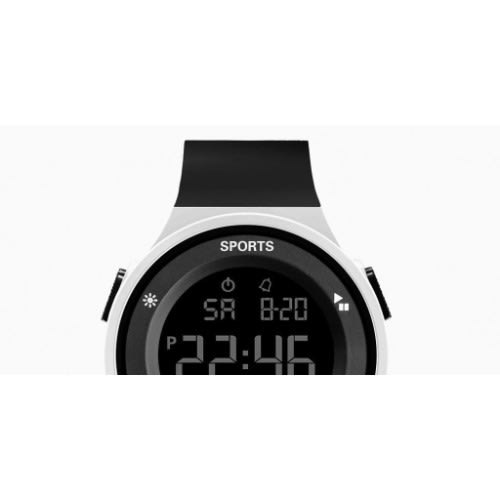 Digital Led Sport Wristwatch- White And Black