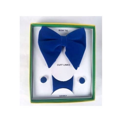 Men's Butterfly Bow Tie, Cufflinks & Pocket Square - Blue