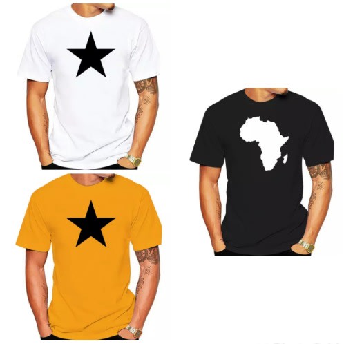 3 In 1 Star Print T-shirts - Black White Yellow