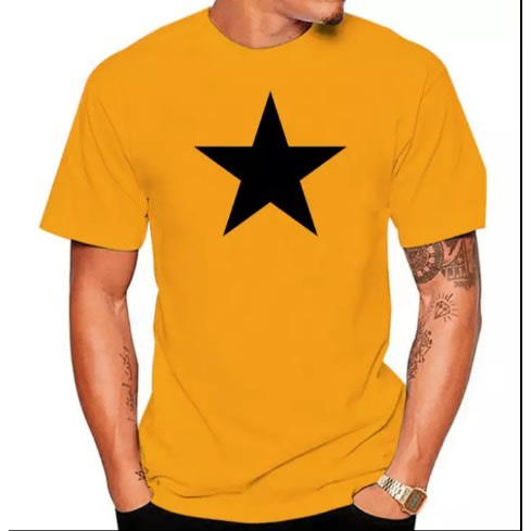 3 In 1 Star Print T-shirts - Black White Yellow