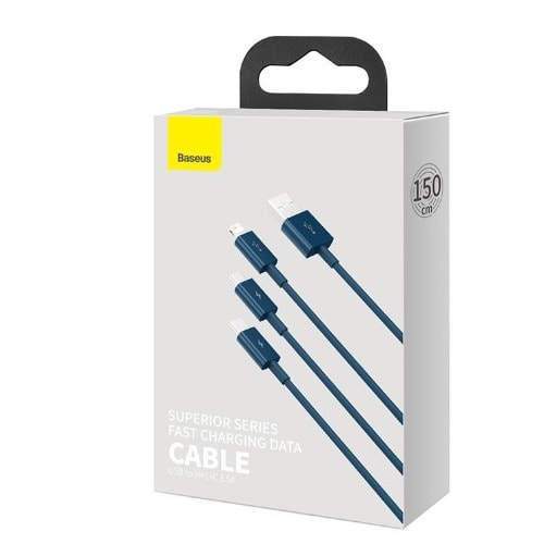 Fast Charging Data Multi Cable - 3.5a - 1.5m - Blue