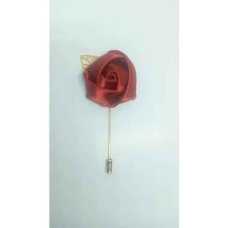 Lapel Brooch With Gold Leaf -Red