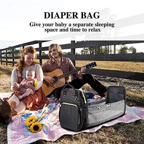 7 In 1 Foldable Baby Bed And Diaper Bag With Mosquito Net And Sun Shield