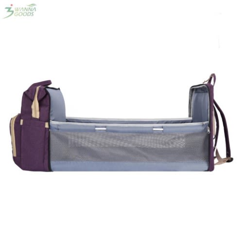 Diaper Bag With Changing Station - Foldable Bed Crib Backpack