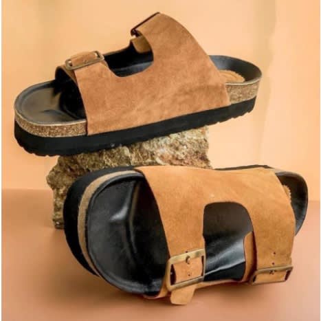 Realwon Suede Stock Slippers - Brown