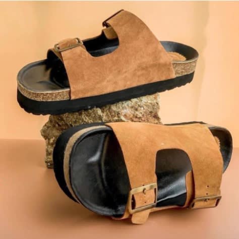 Realwon Suede Stock Slippers - Brown
