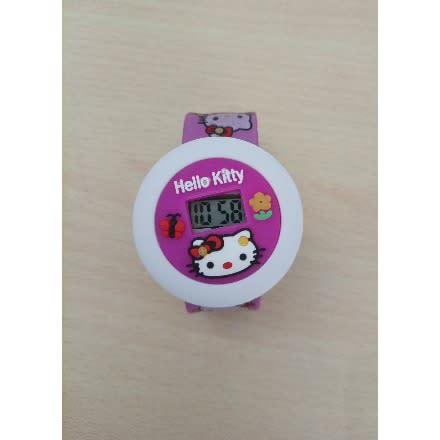 Hello Kitty Cartoon Character Round Face Digital Watch - Purple