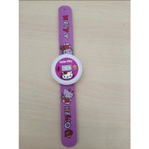 Hello Kitty Cartoon Character Round Face Digital Watch - Purple