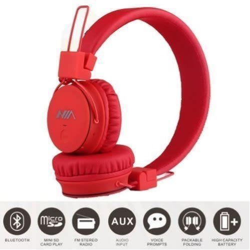 X3 Wireless Bluetooth Foldable Headphones- Red