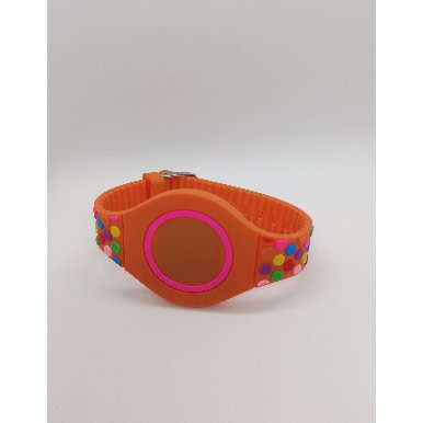 Silicone Round Wave Dots Electronic Digital Led Watch - Orange