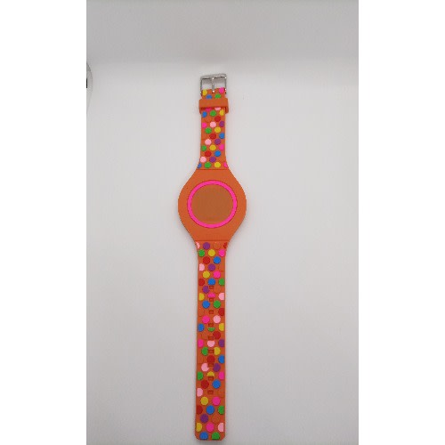 Silicone Round Wave Dots Electronic Digital Led Watch - Orange