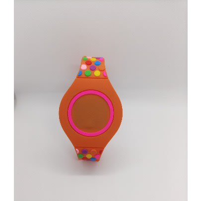 Silicone Round Wave Dots Electronic Digital Led Watch - Orange