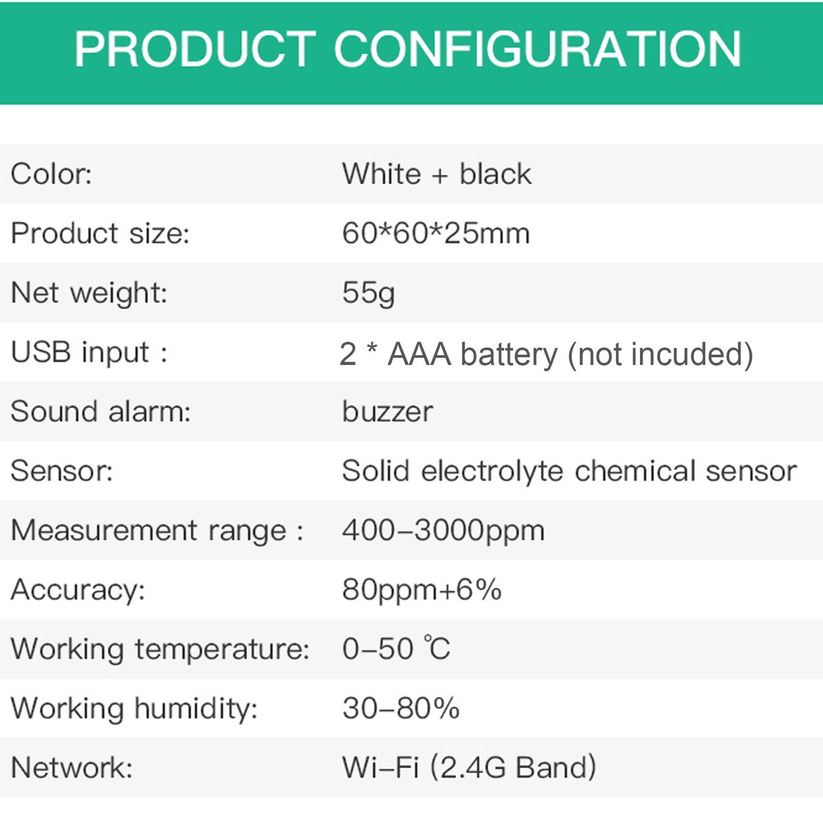 Intelligent WiFi CO2 Detector Carbon Dioxide Monitor Over