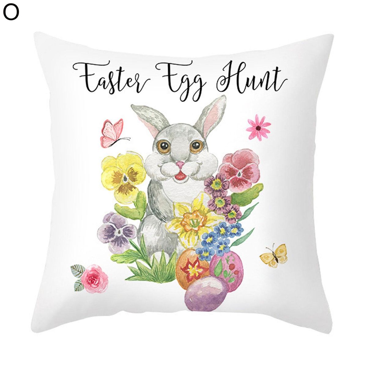 Pillow Cover Easter Bunny Flowers Pillow Cover