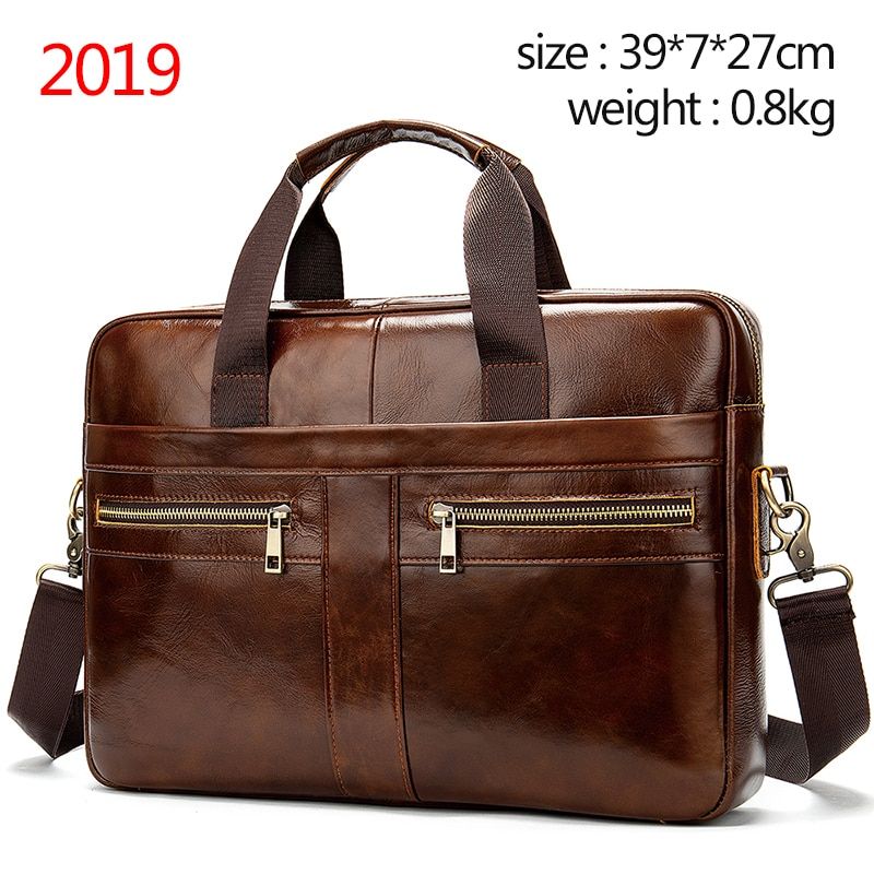 Genuine Leather Laptop 17 Inch Bag For Men Leather Black Briefcase Business Messenger