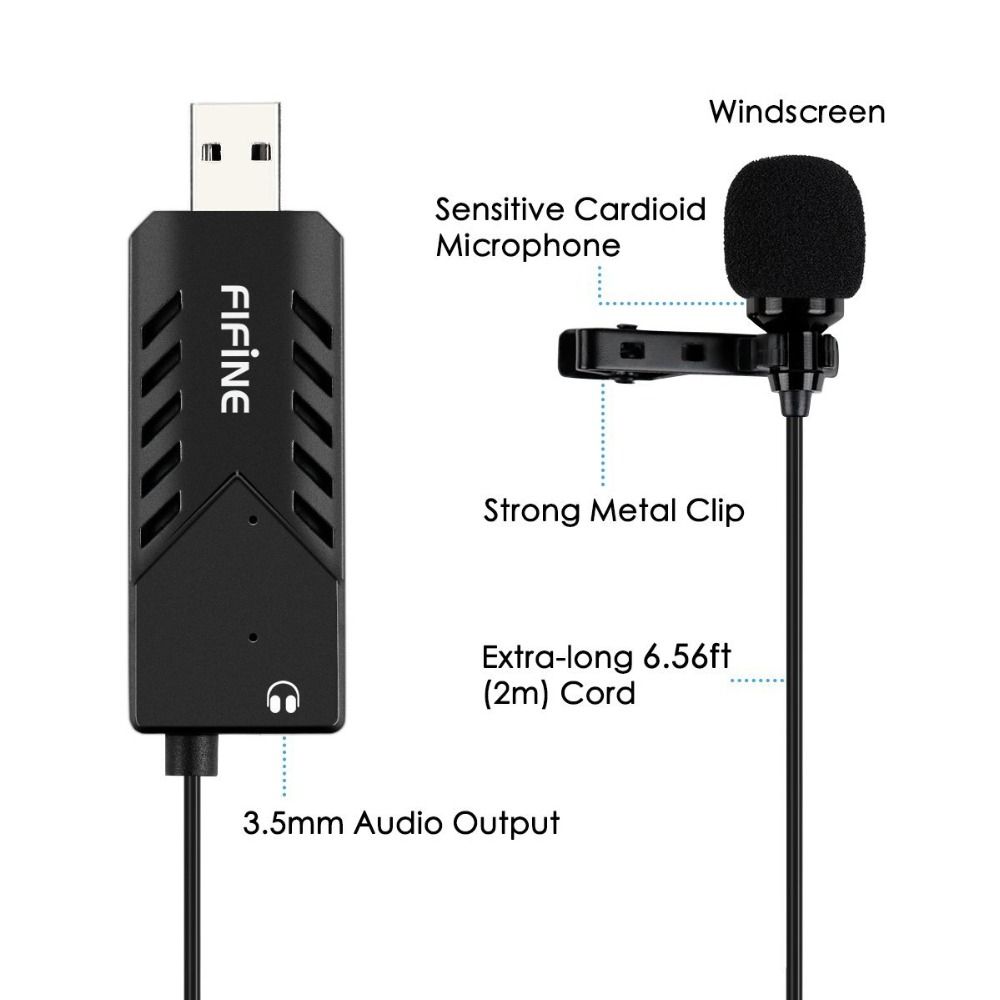 Fifine Lavalier Clip-On Cardioid Condenser Computer Mic