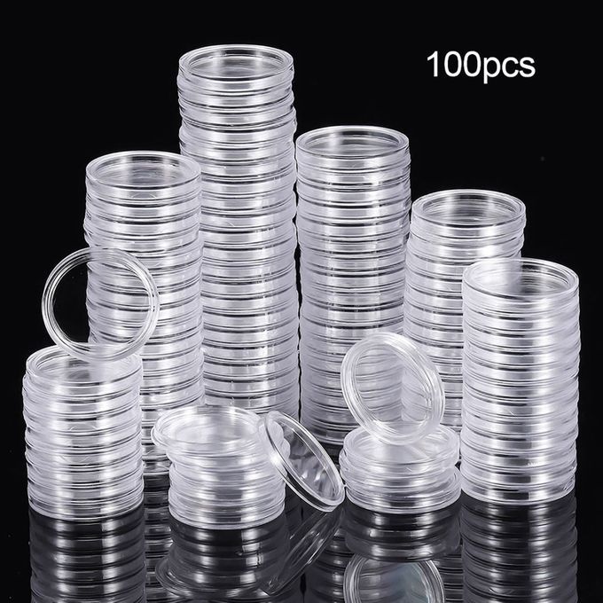 100Pcs Coin Holder Reusable Lightweight Acrylic Mini-Clear