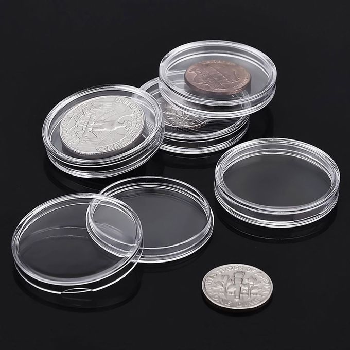 100Pcs Coin Holder Reusable Lightweight Acrylic Mini-Clear