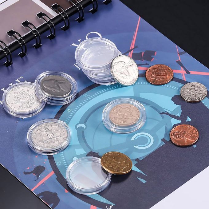 100Pcs Coin Holder Reusable Lightweight Acrylic Mini-Clear