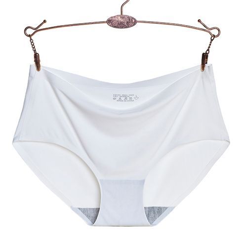 Women Sexy Soft Elastic Seamless Breathable Mid Rise Panties Briefs Underwear-White