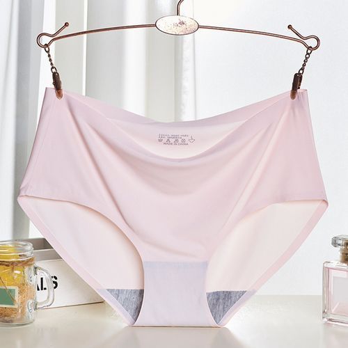 Women Sexy Soft Elastic Seamless Breathable Mid Rise Panties Briefs Underwear-White