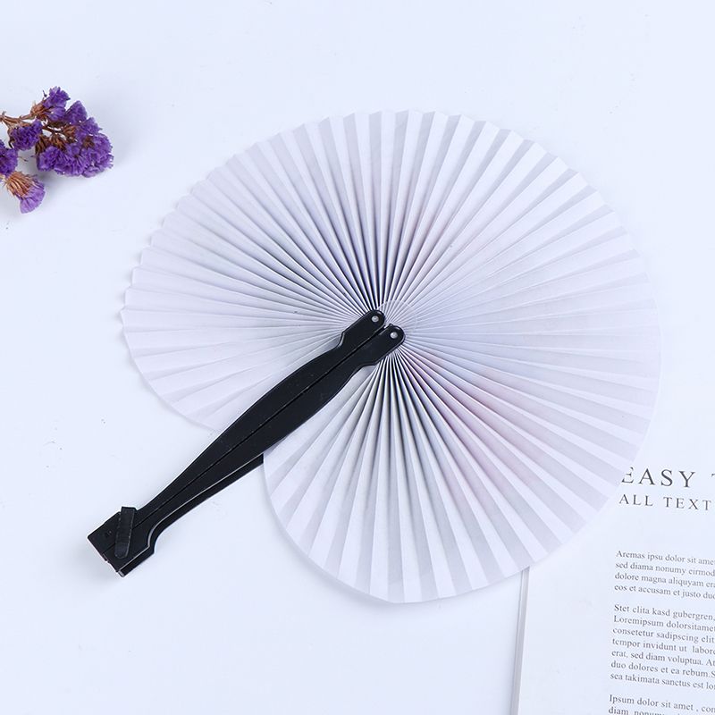Female Handheld Folding Party Decor 12.5cm Printed Paper Decorative Fan Chinese Pocket Round Chic Fan Circle Gift Hand Fan