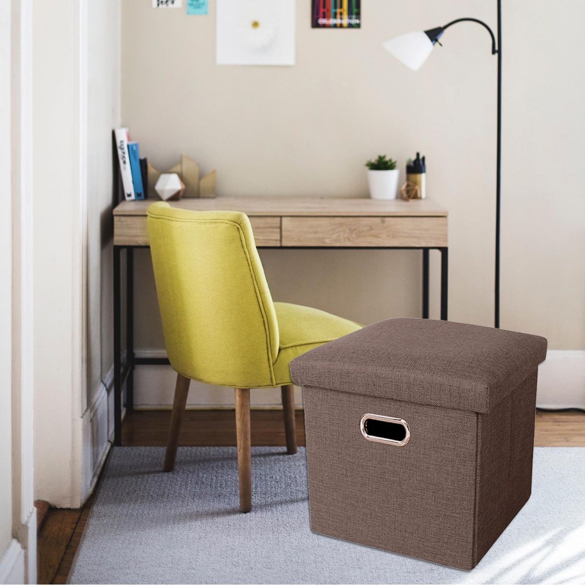 Storage Ottoman Collapsible Sofa Bench Furniture For Kids Room Brown