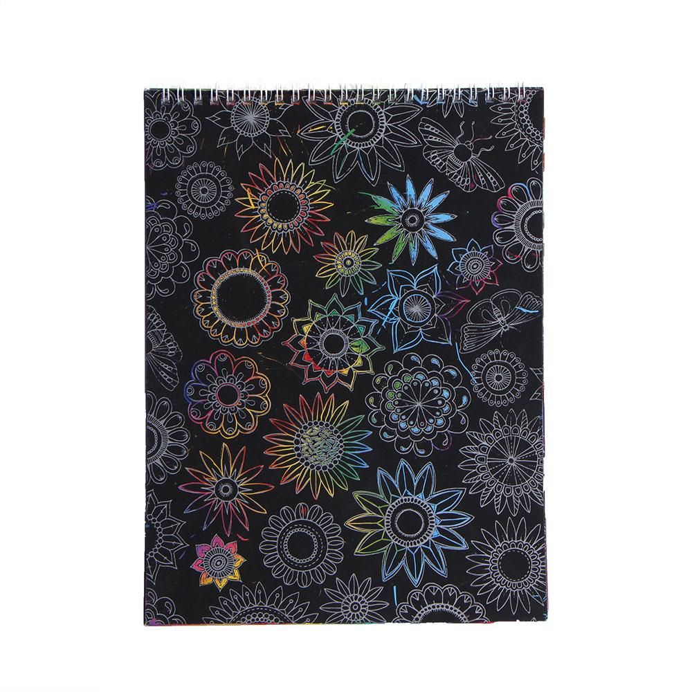 Decorative Painting Large Magic Color Rainbow Scratch Paper Note Book Black Diy Drawing Toys Scraping Painting Kid Doodle 4Pcs
