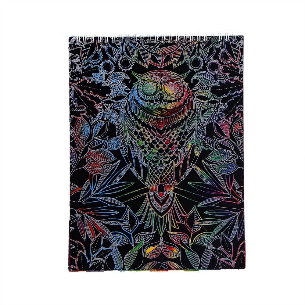 Decorative Painting Large Magic Color Rainbow Scratch Paper Note Book Black Diy Drawing Toys Scraping Painting Kid Doodle 4Pcs